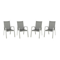 Gartensessel-Set 4tlg. Stapelbar Urban Aluminium