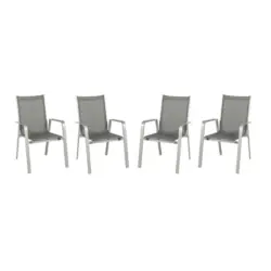 Gartensessel-set 4tlg. Stapelbar Urban Aluminium
