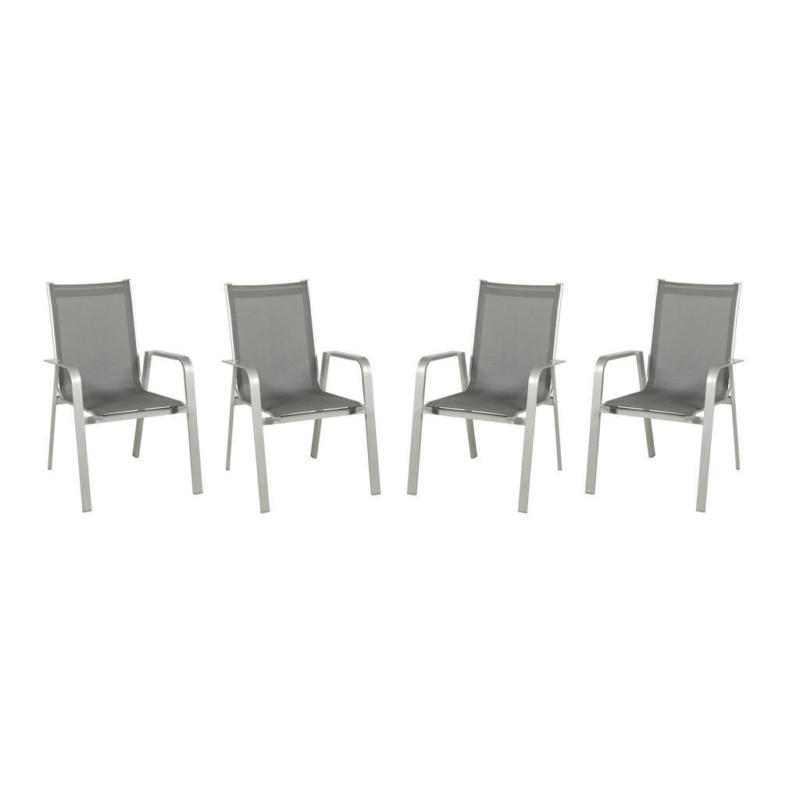 Gartensessel-Set 4tlg. Stapelbar Urban Aluminium