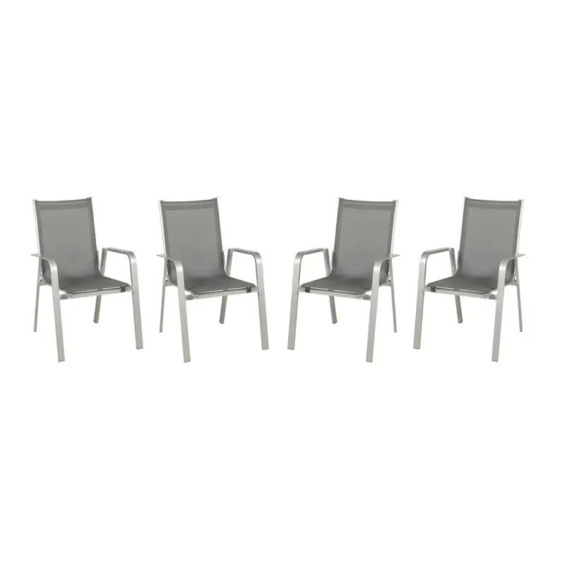 Gartensessel-set 4tlg. Stapelbar Urban Aluminium