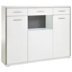 Highboard B: 153 cm Trento Grau/Silberfarben/Weiß