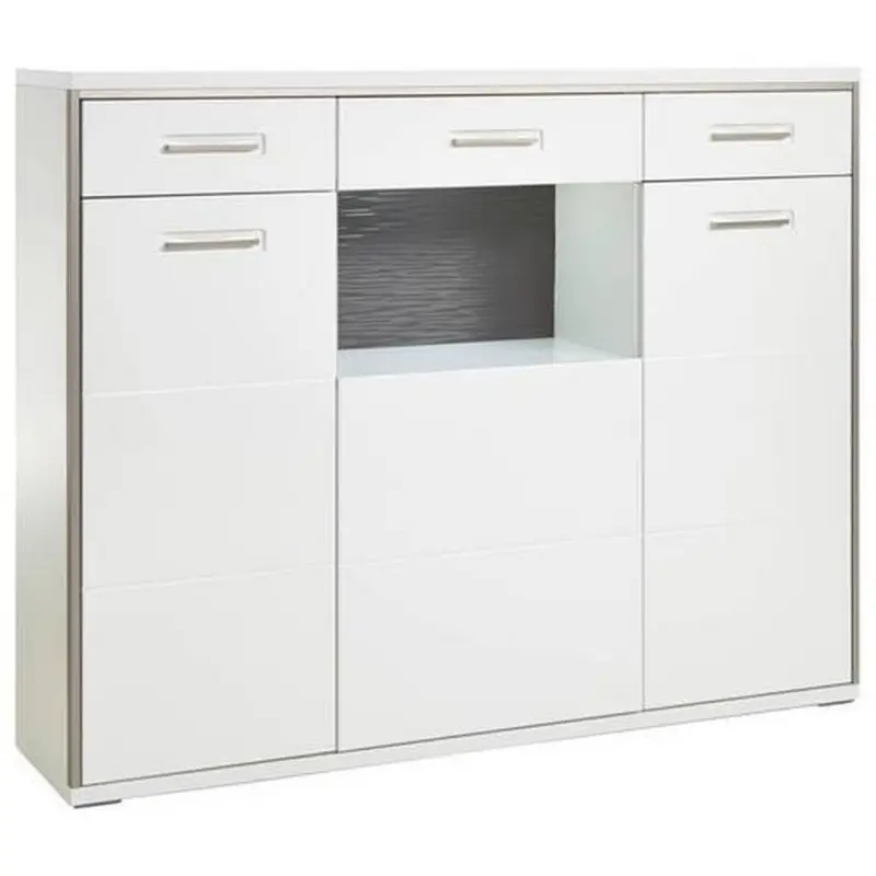 Highboard B: 153 cm Trento Grau/Silberfarben/Weiß
