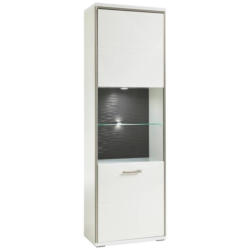 Vitrine B: 64 cm Trento Grau/Silberfarben/Weiß