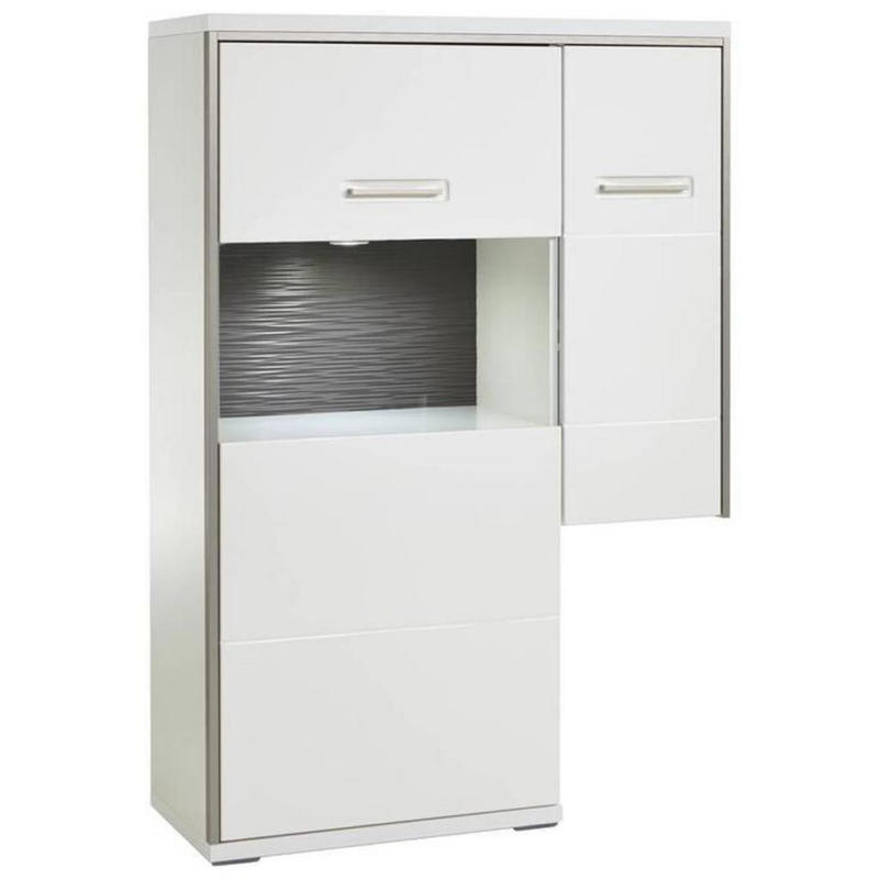 Highboard B: 94 cm Trento Grau/Silberfarben/Weiß