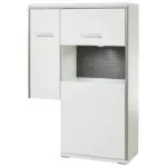 M&ouml;belix Highboard B: 94 cm Trento Grau/Silberfarben/Wei&szlig;