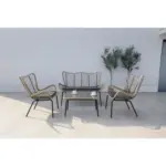 Möbelix Loungegarnitur 4-Tlg Korfu Aus Glas/Metall mit Kissen