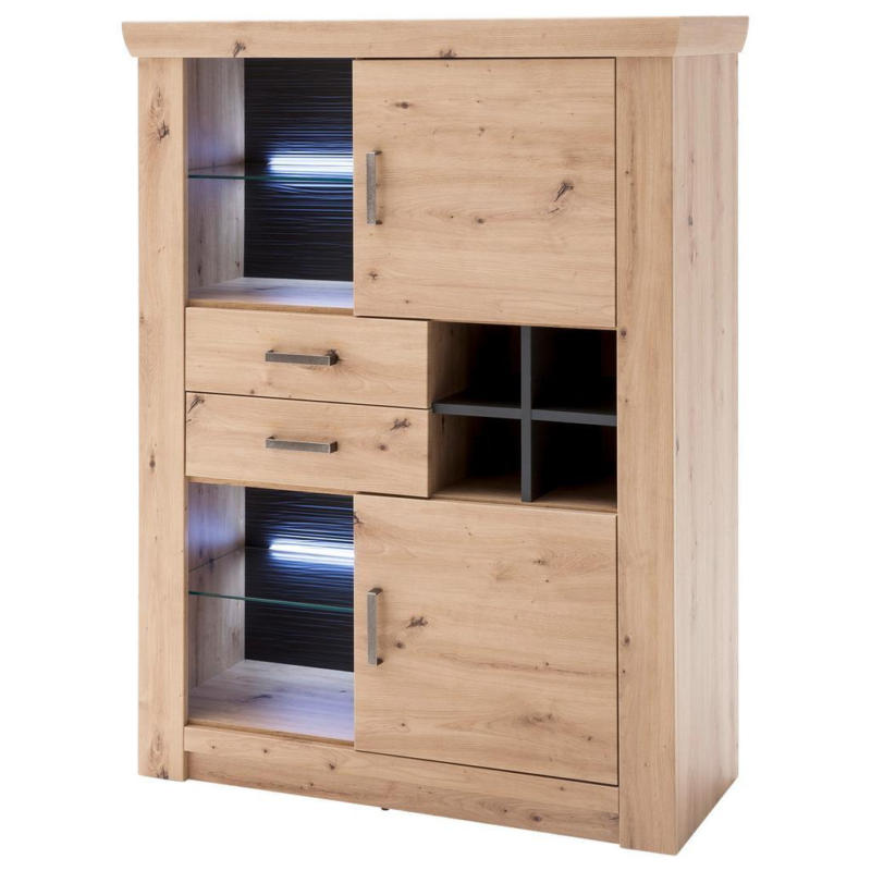 Highboard B: 110 cm Meran Anthrazit/Eichefarben