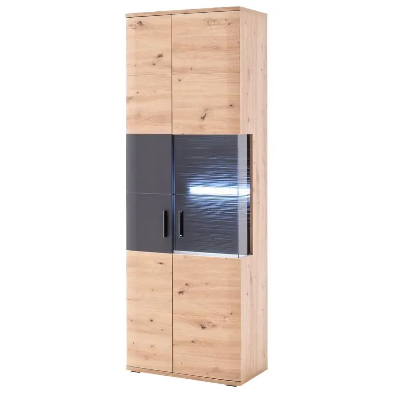 Vitrine B: 70 cm Cortona Anthrazit/Eichefarben