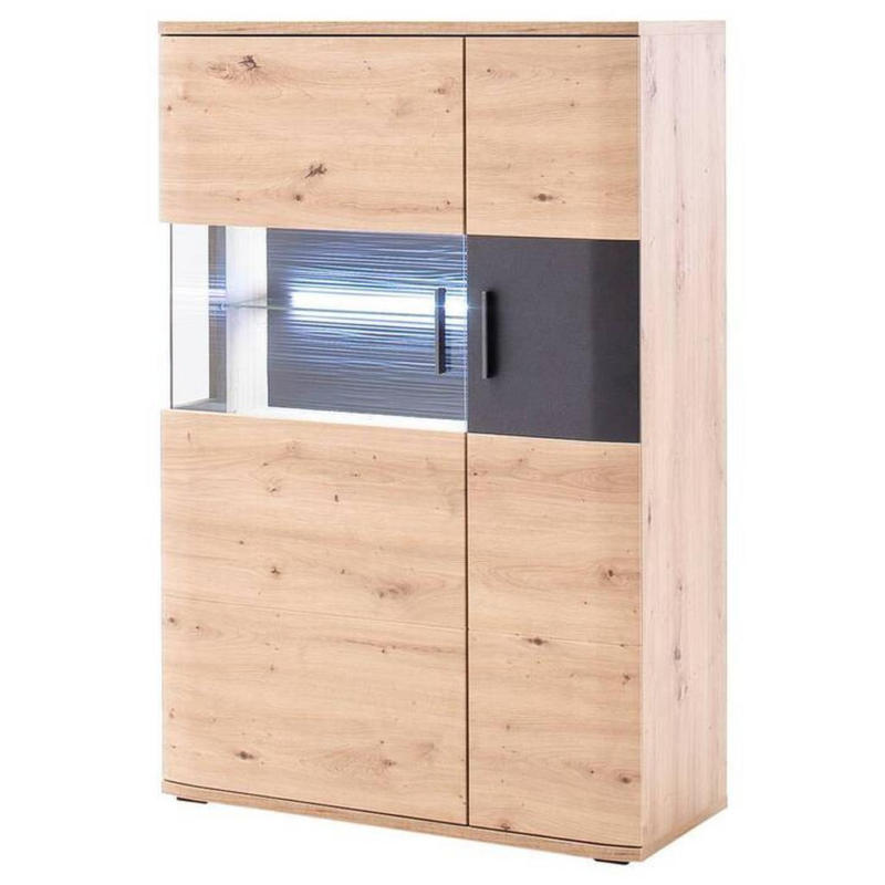 Highboard B: 90 cm Cortona Anthrazit/Eichefarben