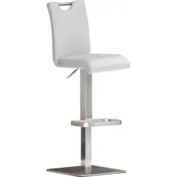 Barhocker Höhenverstellbar Bardo Weiß/edelstahlfarben