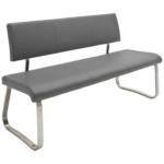 Möbelix Sitzbank mit Lehne Grau Echtleder Arco B: 175 cm