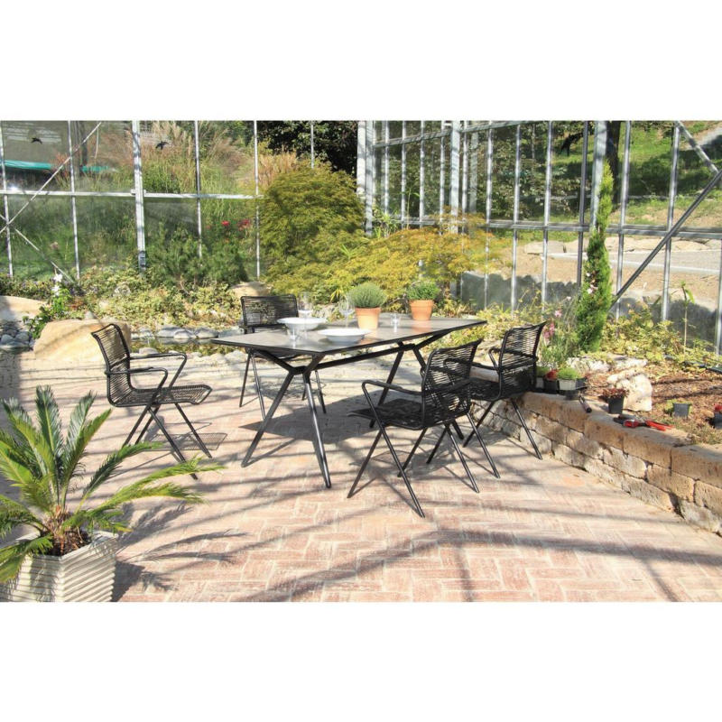 Gartensessel-Set 6-Tlg. Stapelbar Alpha Rope Aluminium