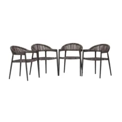 Gartensessel-Set 4-Tlg. Stapelbar Brooklyn Metall