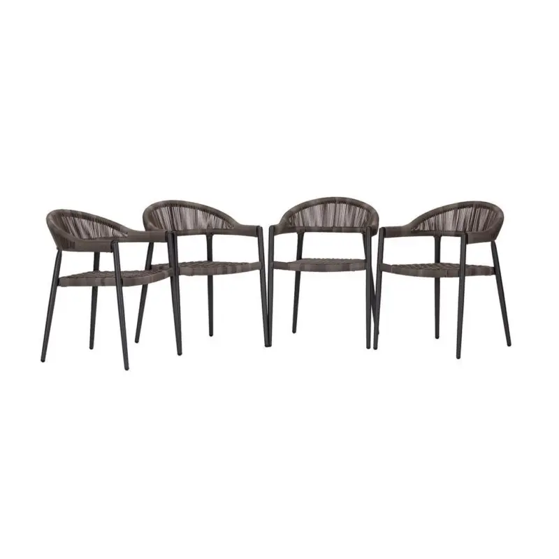 Gartensessel-Set 4-Tlg. Stapelbar Brooklyn Metall
