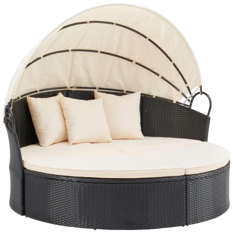 Sonneninsel Bali Schwarz/beige Polyrattan, Verstellbares Dach