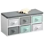 Möbelix Kindersitzbank Grau / Türkis / Weiß Holz Dekor 68x29,5x33 Cm