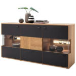 Möbelix Sideboard Echtholz B. 184 Cm Valencia Anthrazit/eiche