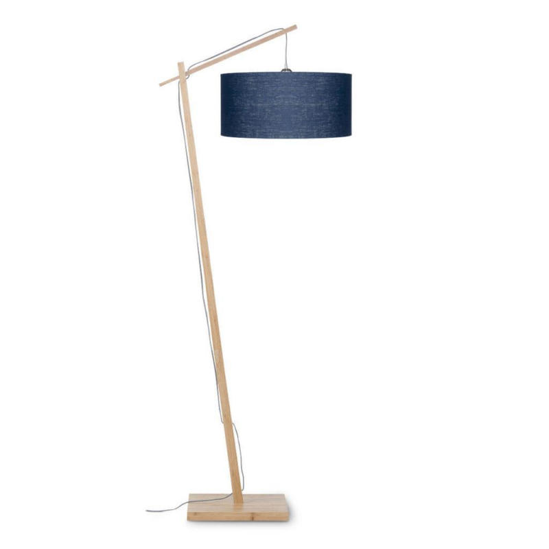 Stehlampe Andes Blau/ Naturfarben Mit Fußschalter