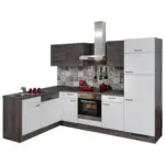 Möbelix Einbauküche Eckküche Möbelix Pn100/80 Mit Geräte 175x275 Cm In Weiß/eiche Dekor