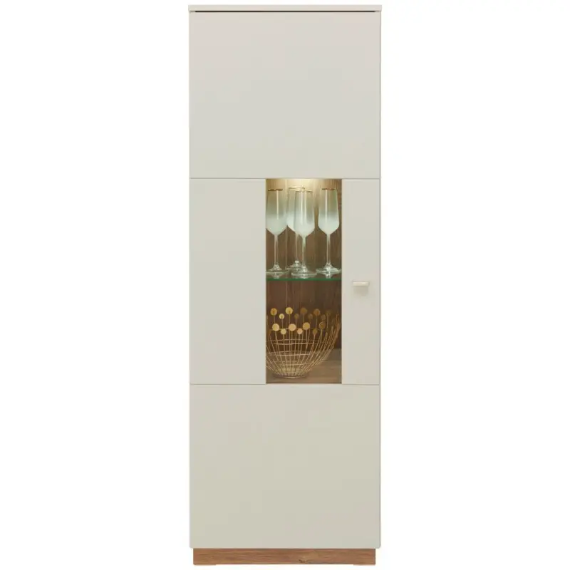 Vitrine Arian B: 50,1 cm Hellgrau/Eiche Ribbeck Dekor