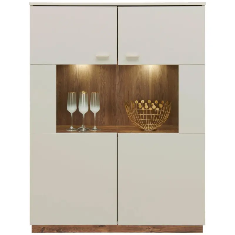 Vitrine Arian B: 100,1 cm Eiche Ribbeck Dekor/Hellgrau