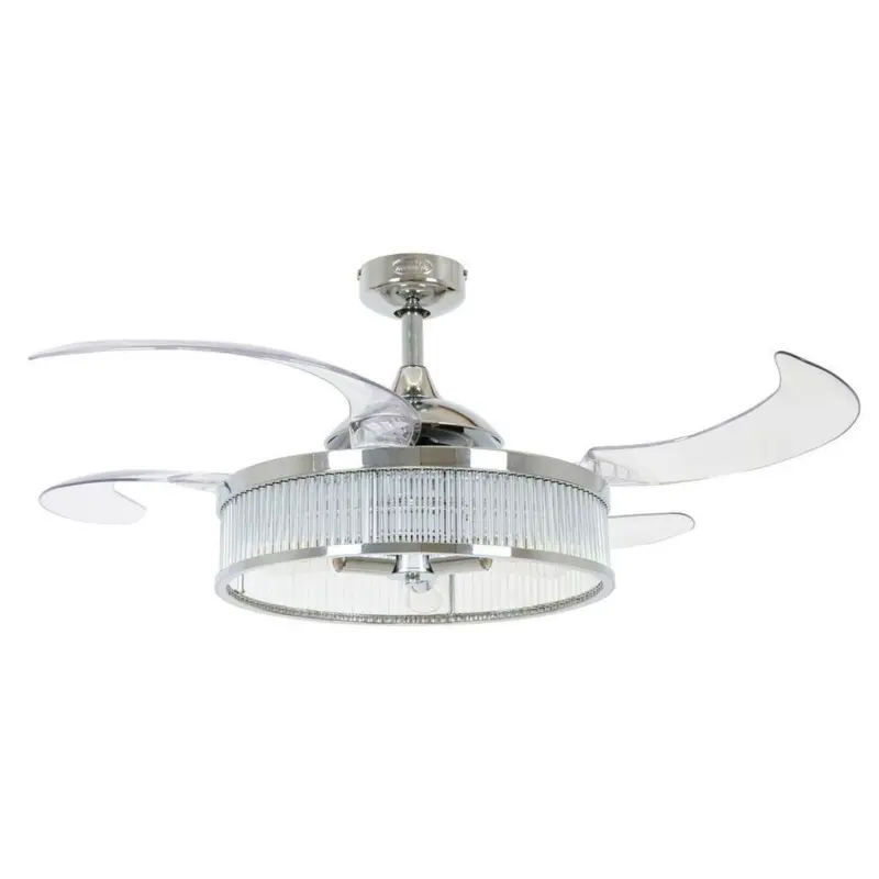 Deckenventilator Fanaway Chrom 4-Fl&uuml;gel, LED-Leuchte
