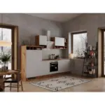 Möbelix Küchenzeile Economy mit Geräten 310 cm Weiß/Wildeiche