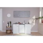 Möbelix Miniküche mit Kühlschrank und Kochfeld B: 150 cm Grau/Weiß