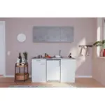 Möbelix Miniküche mit Kühlschrank und Kochfeld B: 150 cm Grau/Weiß
