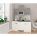 Möbelix Miniküche mit Kühlschrank und Mikrowelle B: 150 cm Grau/Weiß