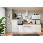 M&ouml;belix K&uuml;chenzeile Premium Mit Ger&auml;ten B: 320 Cm Wei&szlig;/eiche