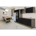 Möbelix Küchenzeile mit Geräten B: 360 cm Schwarz/Eiche Dekor