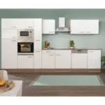 M&ouml;belix K&uuml;chenzeile mit Ger&auml;ten B: 370 cm Wei&szlig;/Eiche Dekor