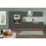 M&ouml;belix K&uuml;chenzeile mit Ger&auml;ten B: 370 cm Grau/Eiche Dekor