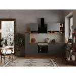 M&ouml;belix K&uuml;chenzeile mit Ger&auml;ten B: 250 cm Eiche Dekor/Grau