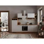 M&ouml;belix K&uuml;chenzeile Economy mit Ger&auml;te B: 280 cm Wei&szlig;/Eiche Dekor