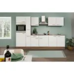 Möbelix Küchenzeile ohne Geräte B: 300 cm Weiß/Eiche Dekor, Modern