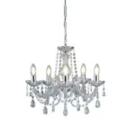 Möbelix Kronleuchter 5-flammig, Chromfarben, Metall, Dimmbar