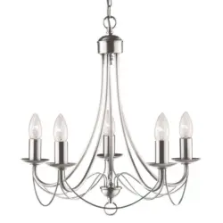 Kronleuchter Maypole 5-flammig Silberfarben, Höhenverstellbar