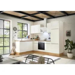 Einbauk&uuml;che Eckk&uuml;che M&ouml;belix Mit Ger&auml;ten 280x170 Cm Wei&szlig;/eiche Dekor, Modern