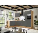 Möbelix Einbauküche Eckküche Möbelix Mit Geräten 310x170 Cm Grau/eiche Dekor, Modern