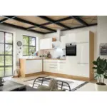Möbelix Einbauküche Eckküche Möbelix Mit Geräten 340x170 Cm Weiß/eiche Dekor, Modern