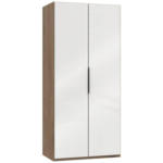 Möbelix Drehtürenschrank B: 100 cm, Level 36d Weiß/Eiche Dekor