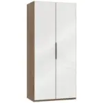 M&ouml;belix Dreht&uuml;renschrank B: 100 cm, Level 36d Wei&szlig;/Eiche Dekor