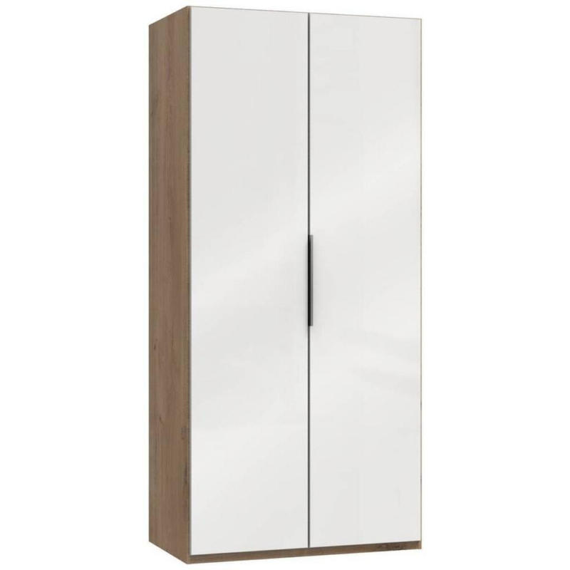 Drehtürenschrank B: 100 cm, Level 36d Weiß/Eiche Dekor