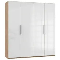 Dreht&uuml;renschrank B: 200 cm, Level 36d Wei&szlig;/Eiche Dekor
