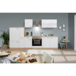 Küchenzeile ohne Geräte B: 300 cm Eiche Dekor/Weiß, Modern