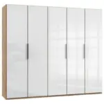 Möbelix Drehtürenschrank B: 250 cm, Level 36d Weiß/Eiche Dekor