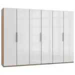M&ouml;belix Dreht&uuml;renschrank B: 300 cm Level 36d Wei&szlig;/Eiche Dekor