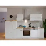 Möbelix Küchenzeile ohne Geräte B: 310 cm Weiß/Nussbaum Dekor, Modern